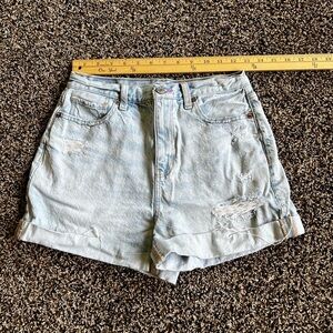 American Eagle Outfitters Blue Jean Shorts High-Waisted Cuffed